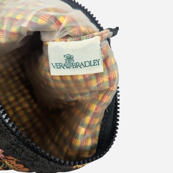 Vera Bradley Quilted Cosmetic Bag Floral Brown Pink Orange 11.5 x 8.5 - Picture 3 of 4